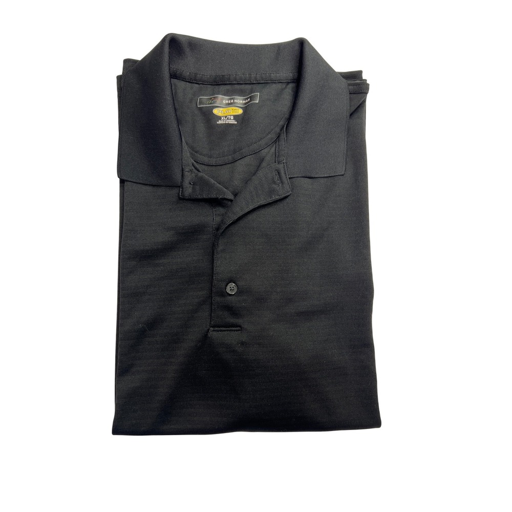 Greg Norman‎ Polo Mens XL Black PlayDry Textured Golf Shirt Short Sleeve D17